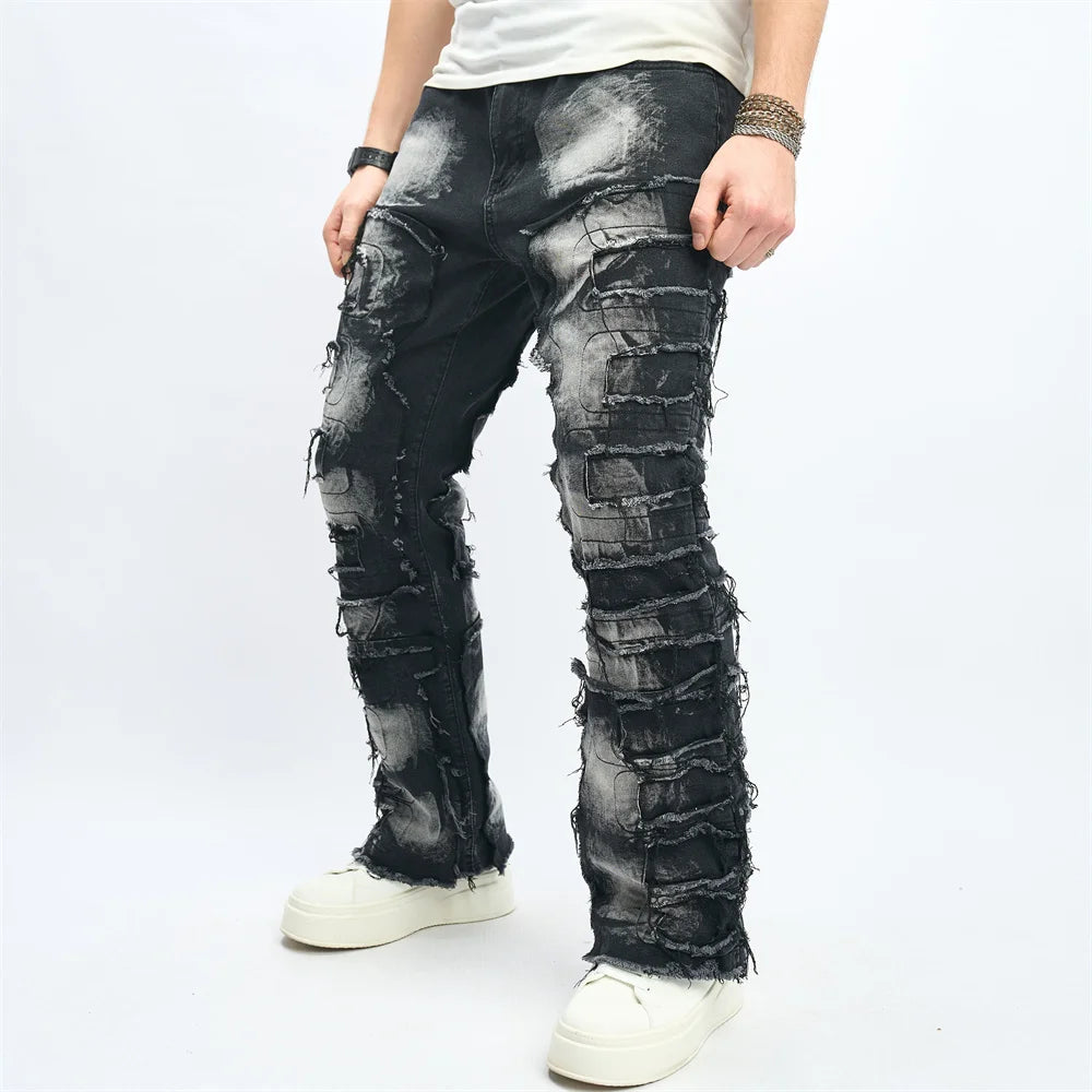 Denim Pants Men Ripped Distressed Washed Fashion Designer Male Denim Trousers Street Style Men's Slim Biker Jeans