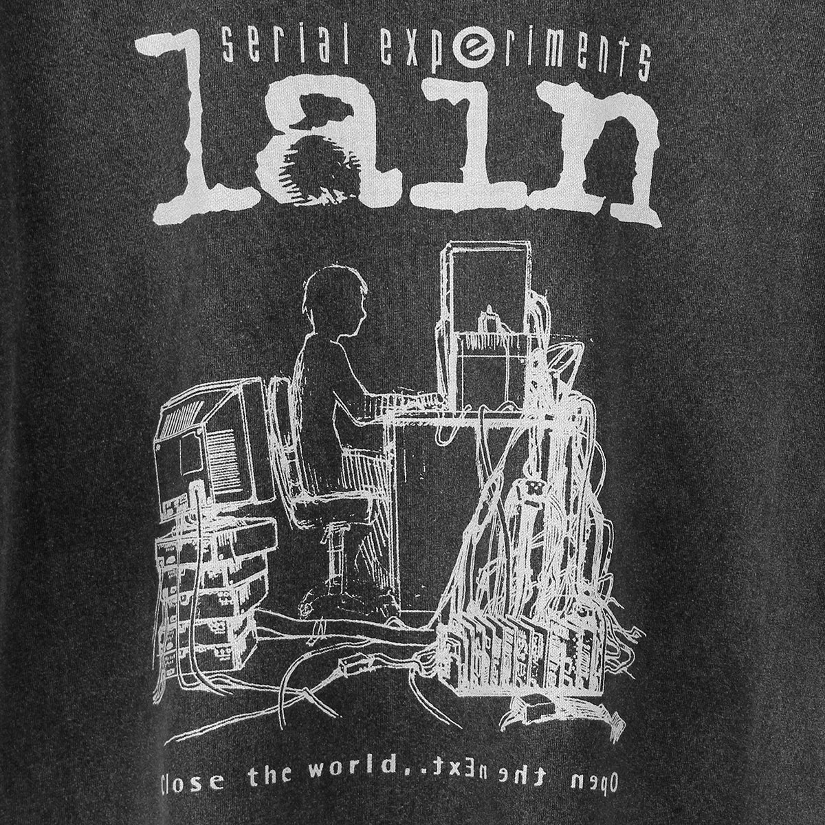 Serial Experiments Lain T-Shirt Anime Haibane renmei Washed Cyberpunk Men Summer Cotton Tee Shirt