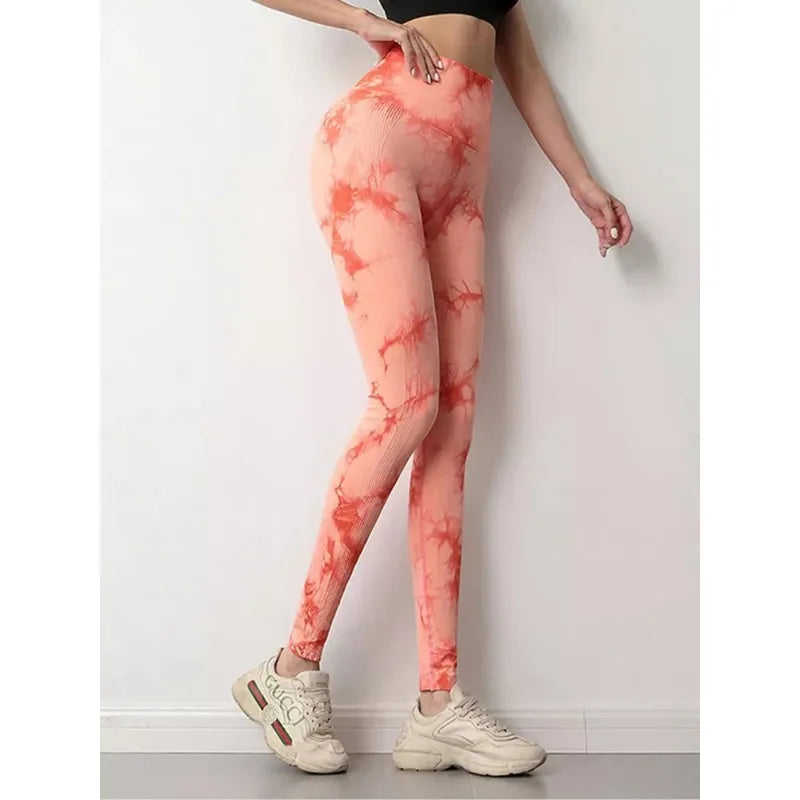 Women Leggings Seamless Fitness High Waist Classic Leggings Push Up Sports Workout Tie-Dye Printed Legging