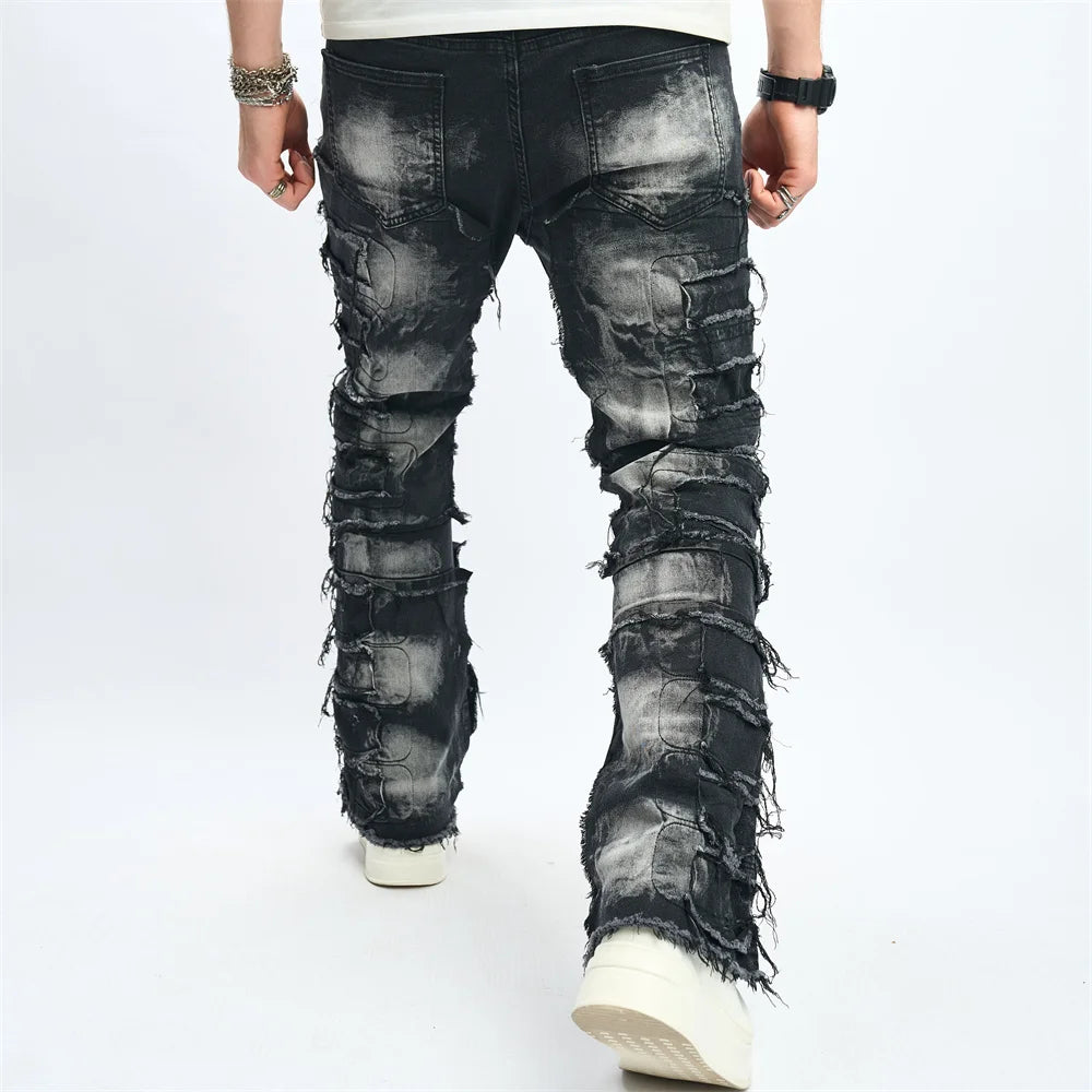 Denim Pants Men Ripped Distressed Washed Fashion Designer Male Denim Trousers Street Style Men's Slim Biker Jeans