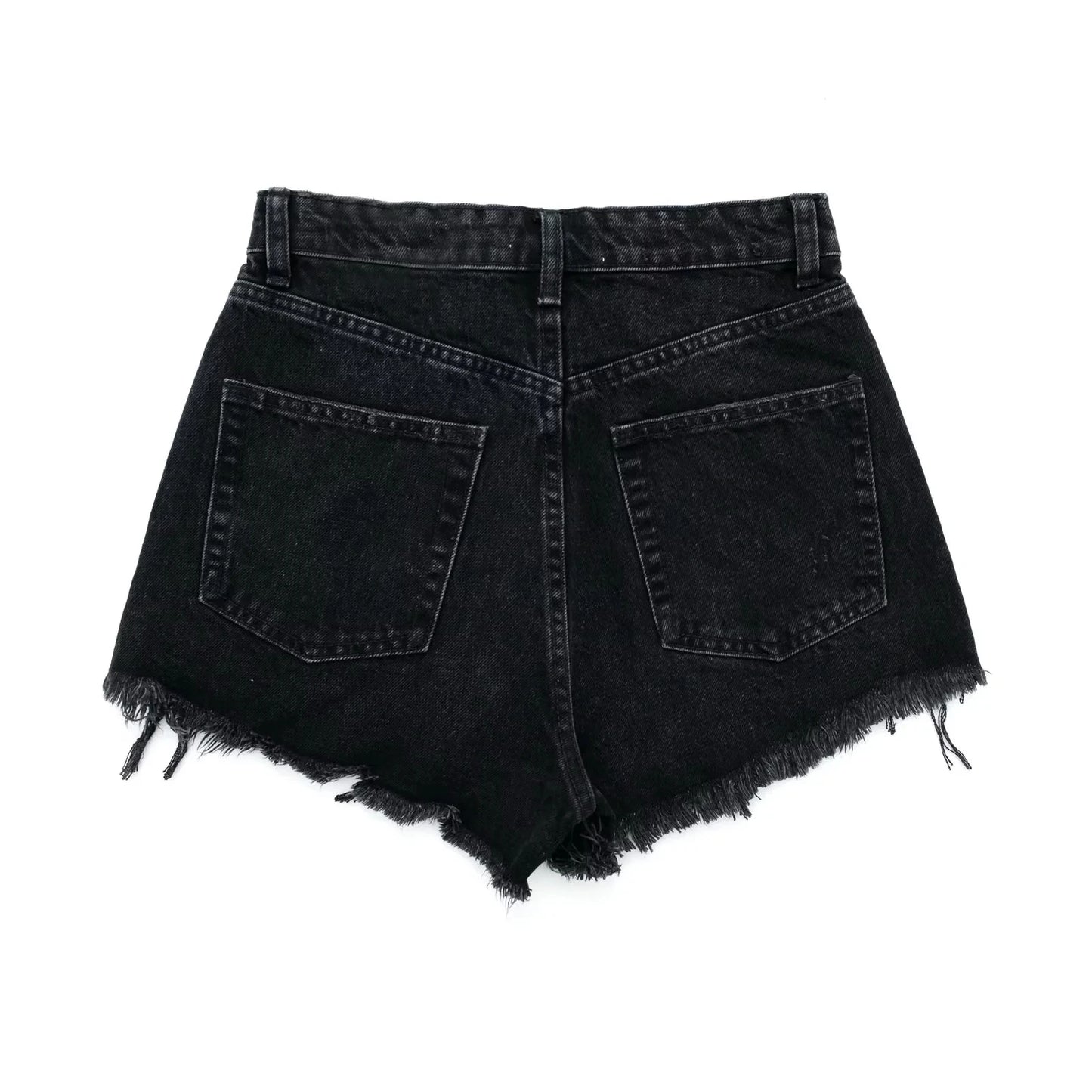 TRAF Women's Jeans Shorts Blue Black Denim Shorts Women High Waist Summer Shorts Woman Fashion Ripped Streetwear Short Pants