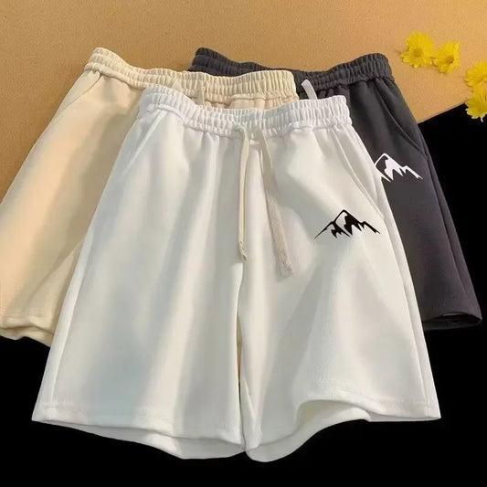 M-8XL Oversized Shorts Men's Casual Shorts Chinese Style Minimalist Mountain Range Print Shorts  Couple Basketball Short Pants