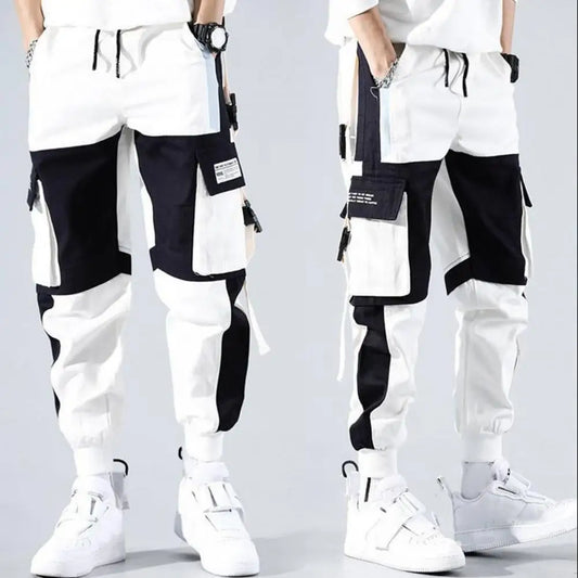 Men Cargo Pants With Multi-pocket Deep Crotch Buckle Decor Loose Fit Hip Hop Pants Streetwear Spring Loose Long Trousers for Men